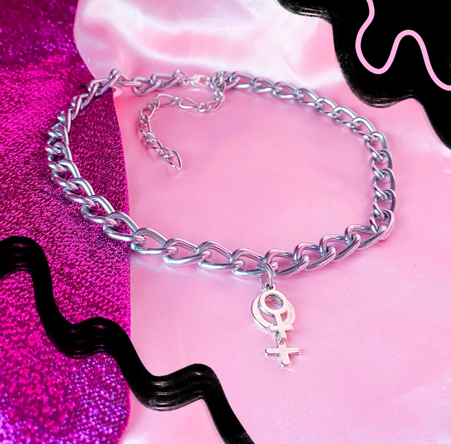 Double Venus chunky chain choker necklace