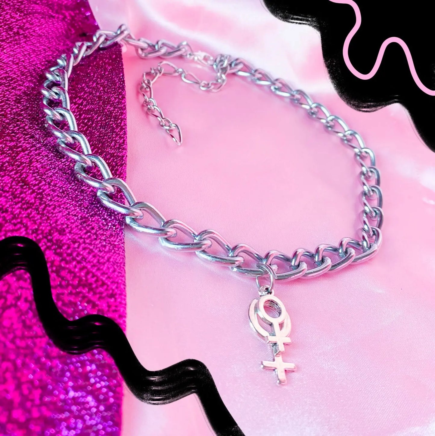 Double Venus chunky chain choker necklace Leftbians