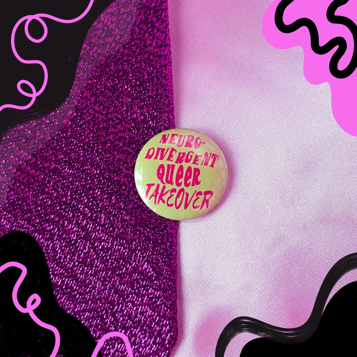Neurodivergent queer takeover pin badge Leftbians