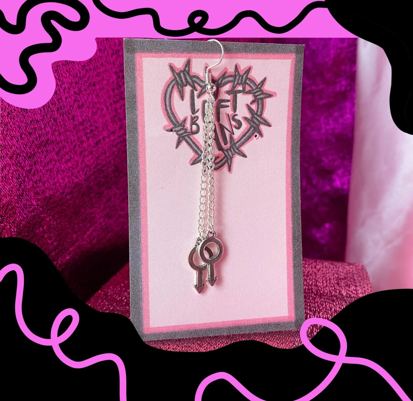 Mars charm dangle drop earrings Leftbians