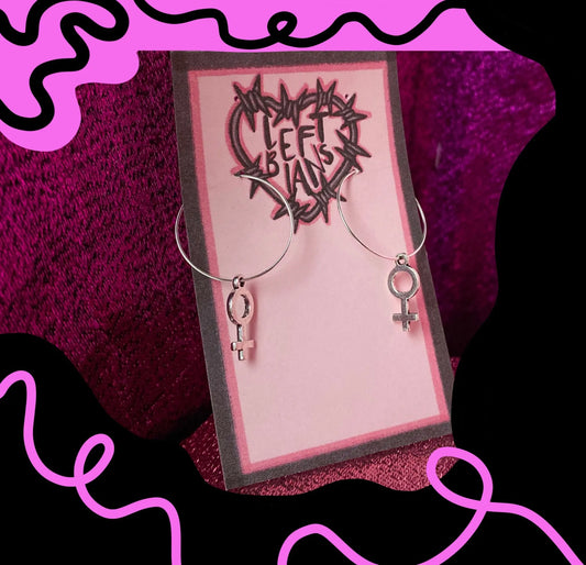 Silver Venus symbol hoop earrings Leftbians