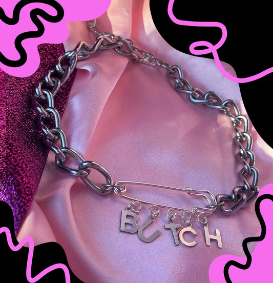 Butch kilt pin chunky chain choker necklace Leftbians