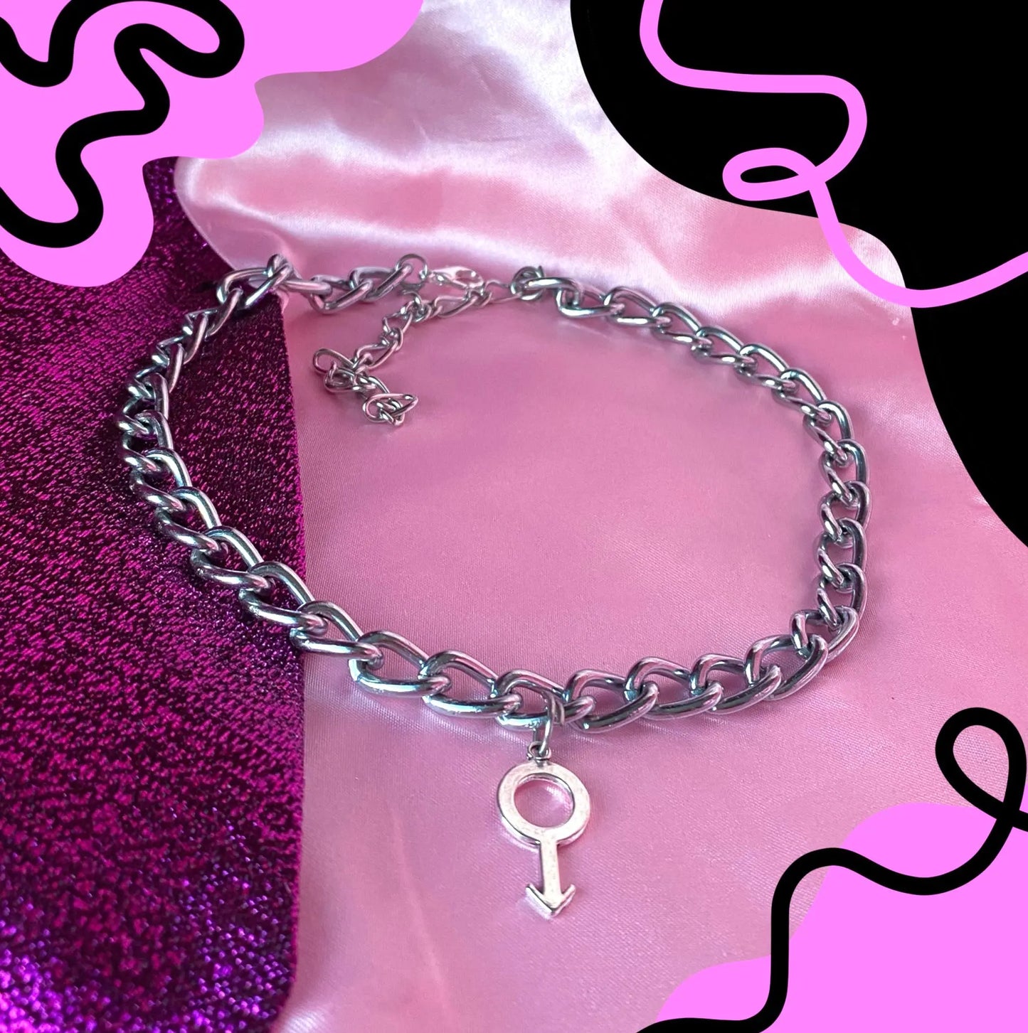 Mars charm chunky chain choker necklace Leftbians