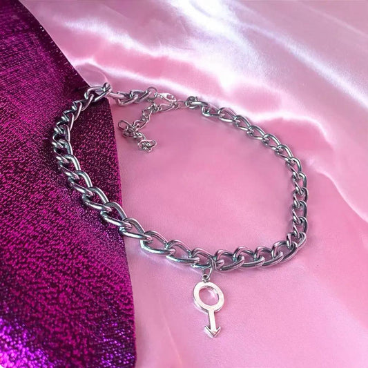 Mars charm chunky chain choker necklace Leftbians