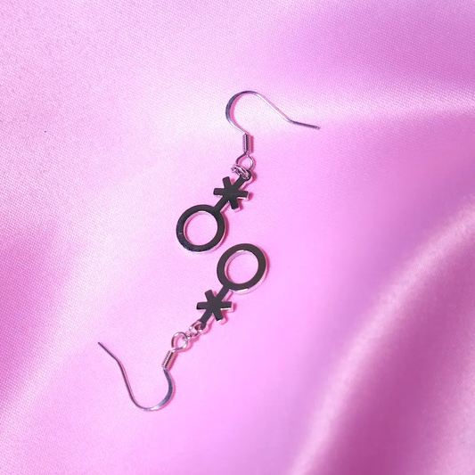 Non binary symbol earrings stainless steel Leftbians