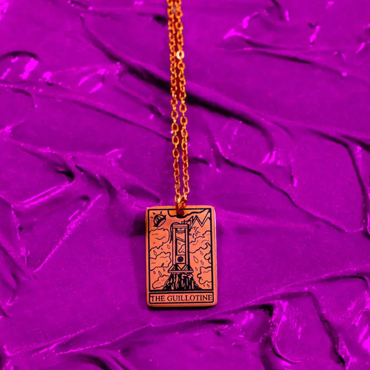 The Guillotine Tarot Card Rose Gold Stainless Steel Necklace Leftbians