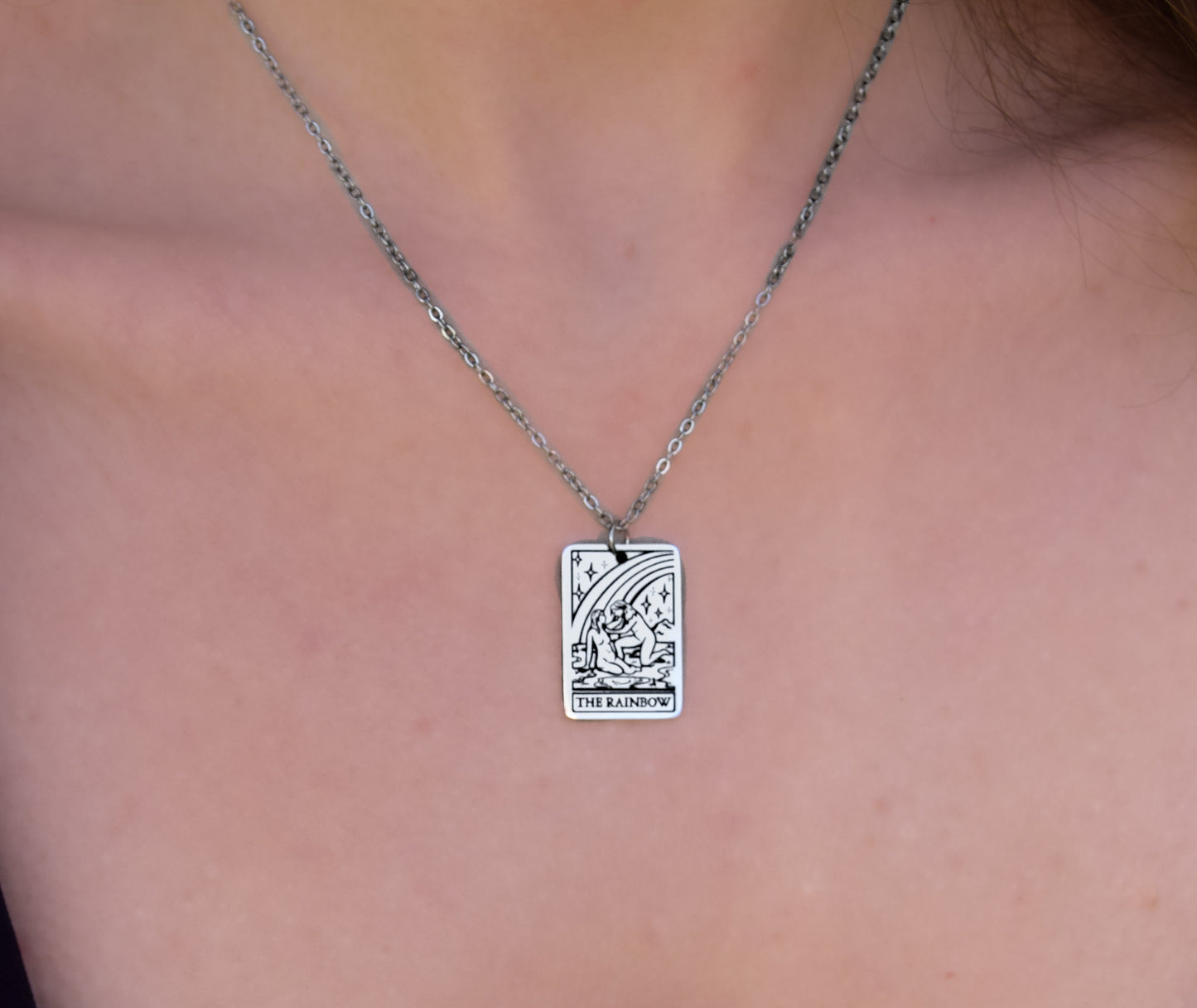 The Rainbow Tarot Card Stainless Steel Necklace