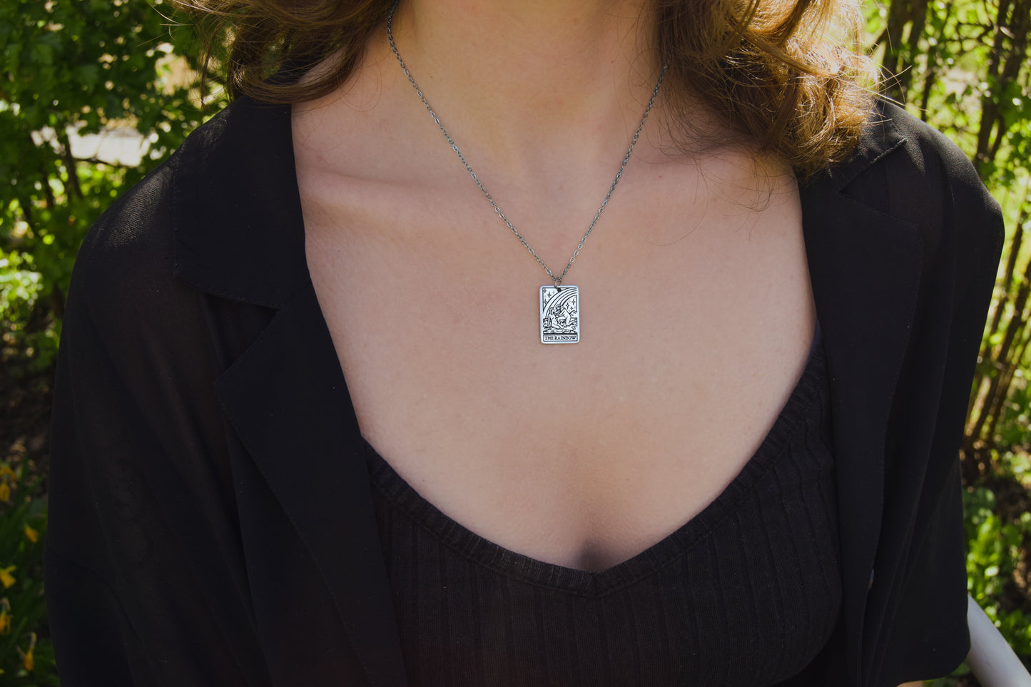 The Rainbow Tarot Card Stainless Steel Necklace