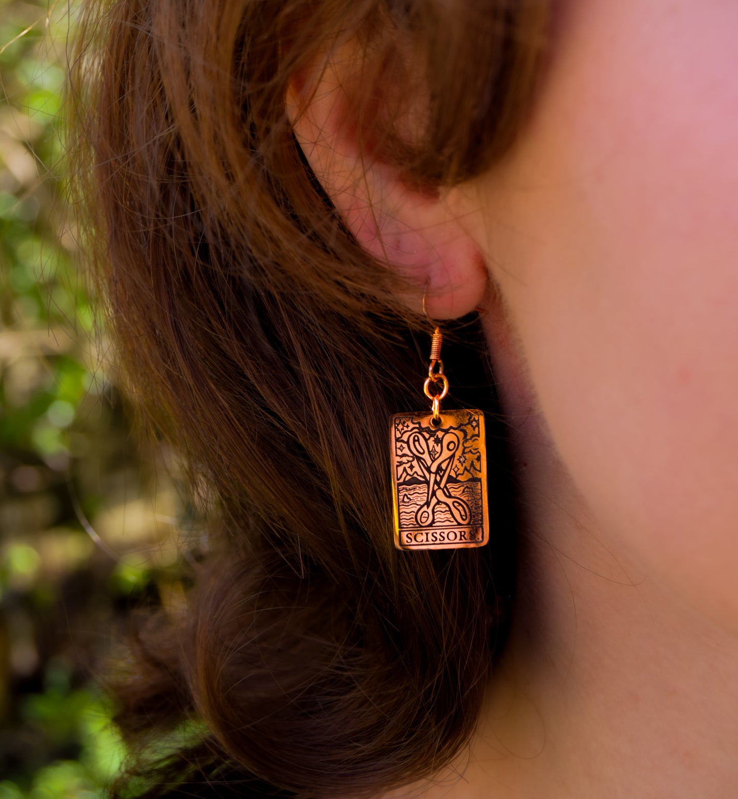 The Scissors Tarot Card Rose Gold earrings