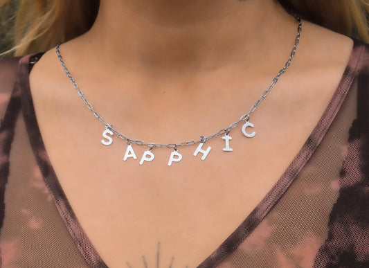 SAPPHIC stainless steel letter charm necklace Leftbians