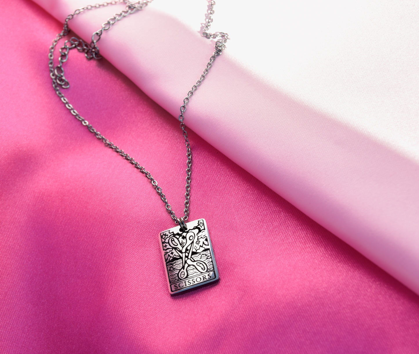 The Scissors Tarot Card Stainless Steel Necklace