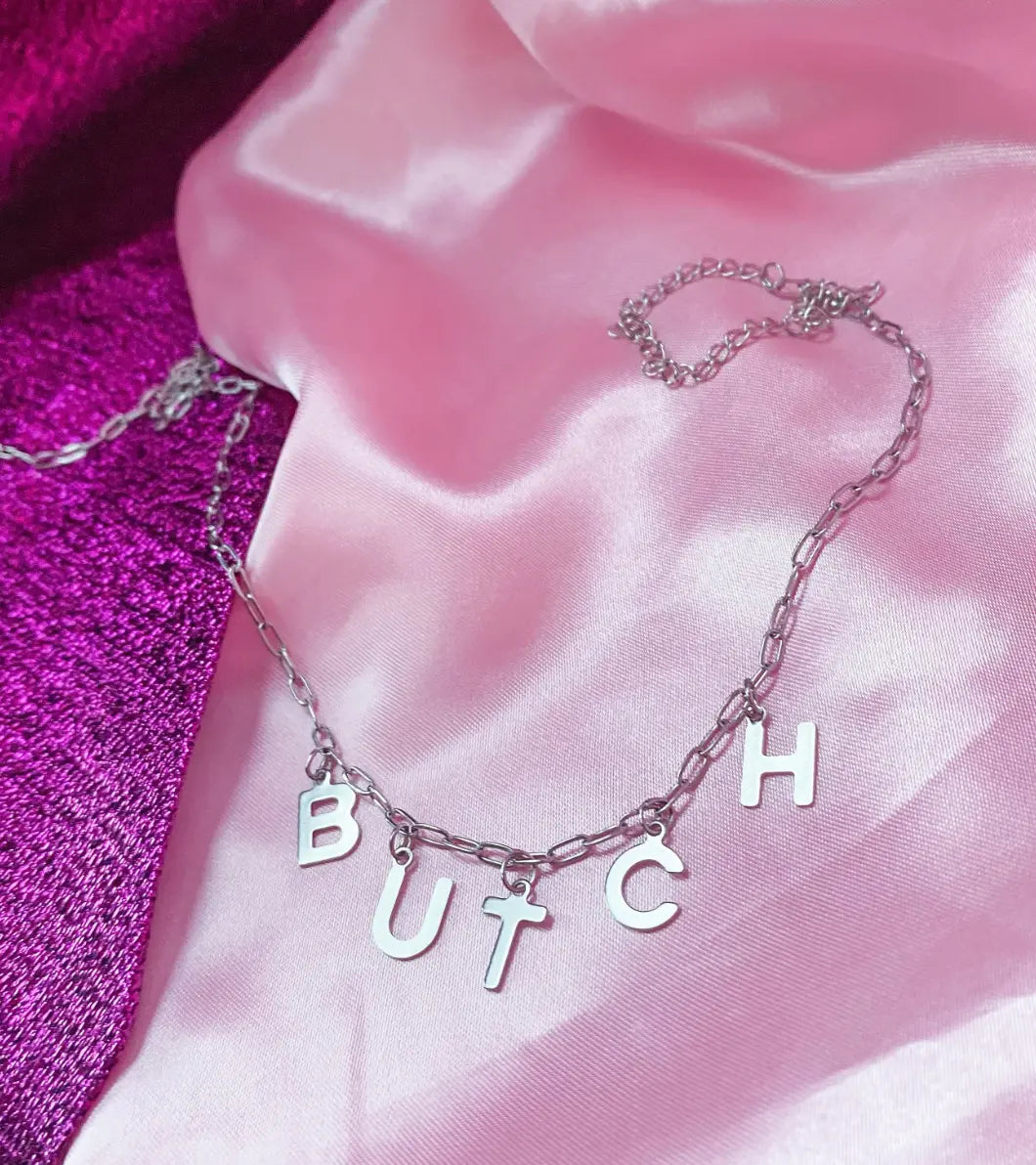 BUTCH letter necklace, 100% stainless steel Leftbians