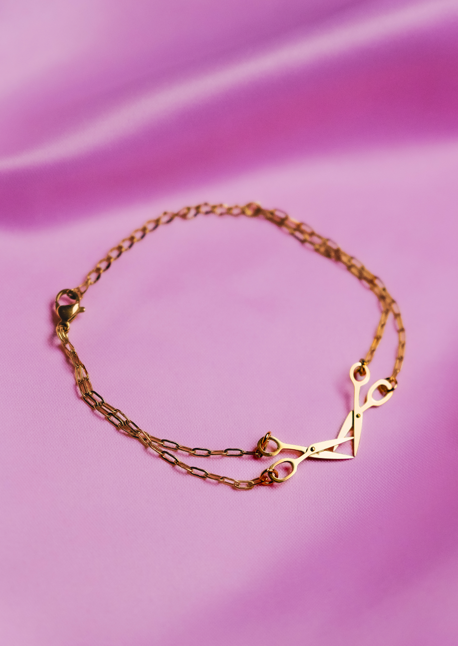 Gold Scissor bracelet in 304 stainless steel