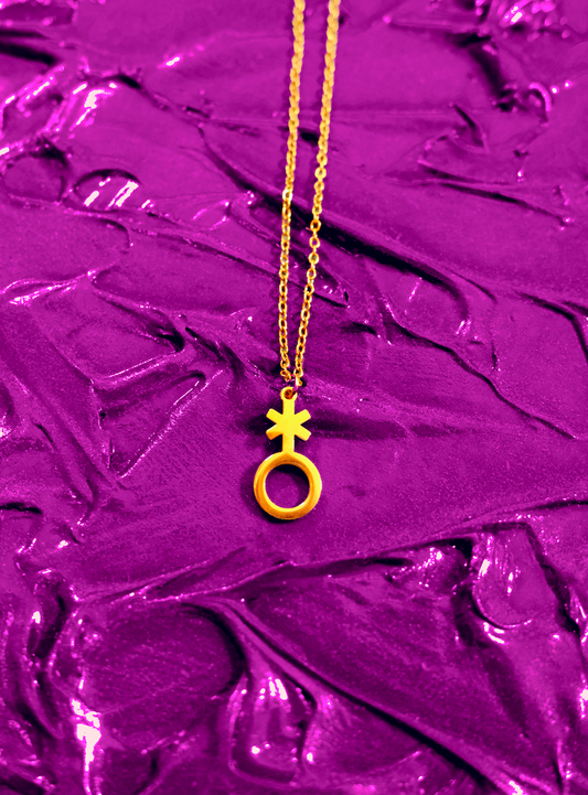 Gold Non binary symbol necklace, 304 stainless steel