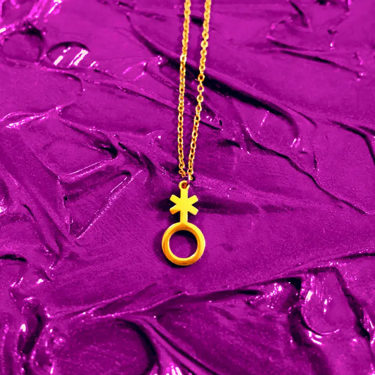 Gold Non binary symbol necklace, 304 stainless steel Leftbians