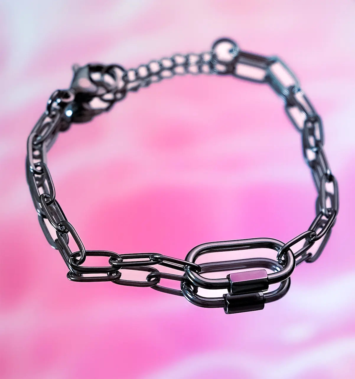 Silver carabiner bracelet in 304 stainless steel Leftbians