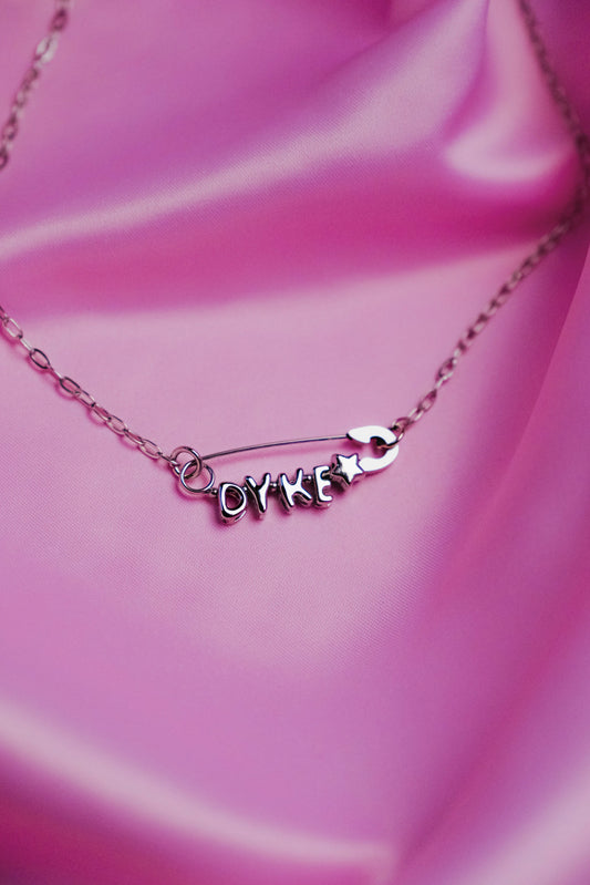 Dyke safety pin necklace, 304 stainless steel Leftbians