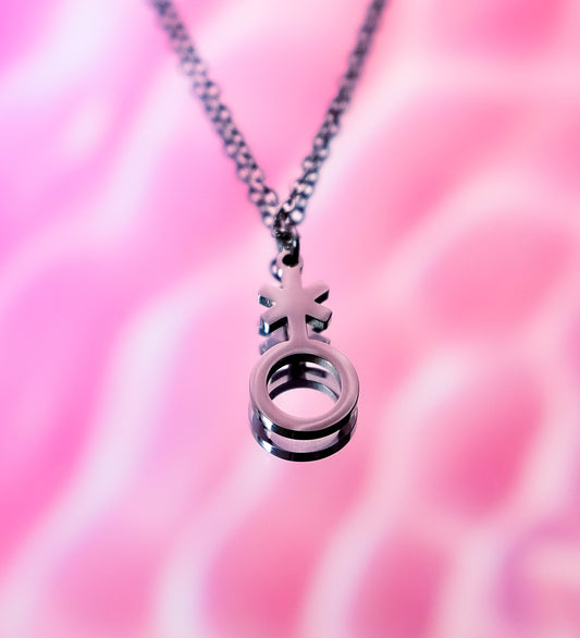 Non binary symbol necklace, 304 stainless steel