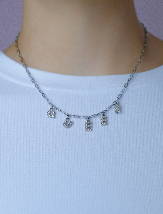 Queer sparkly word necklace in 304 stainless steel Leftbians