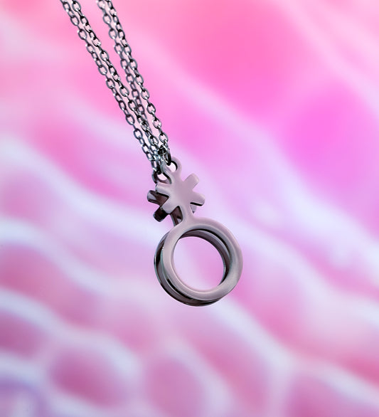 Non binary symbol stainless steel necklace