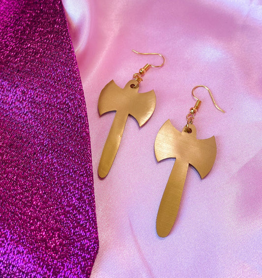 Gold Labrys double axe earrings Leftbians