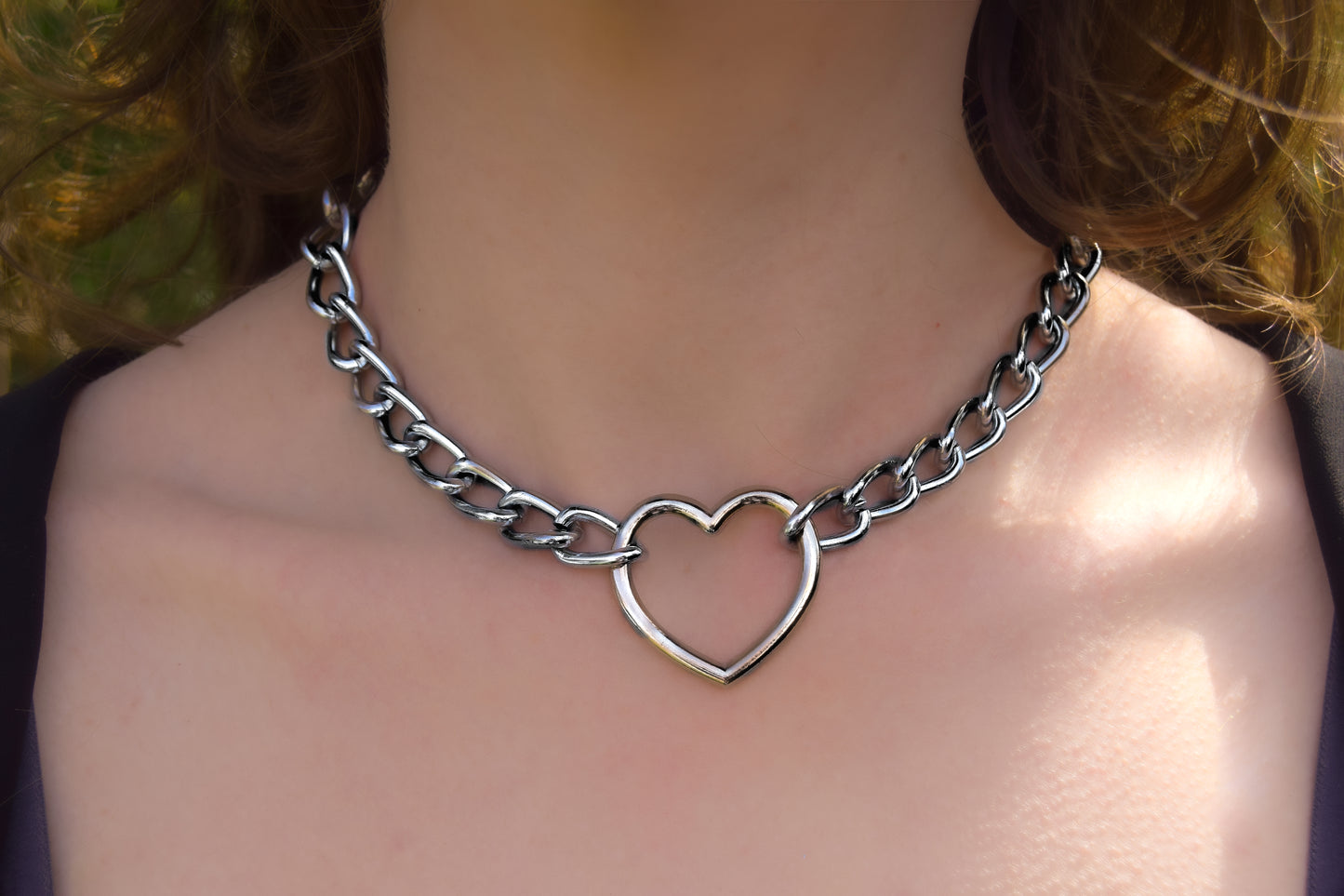Heart O ring chain choker necklace