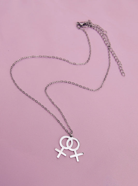 Double venus symbol necklace in 304 stainless steel Leftbians