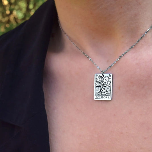 The Scissors Tarot Card Stainless Steel Necklace Leftbians