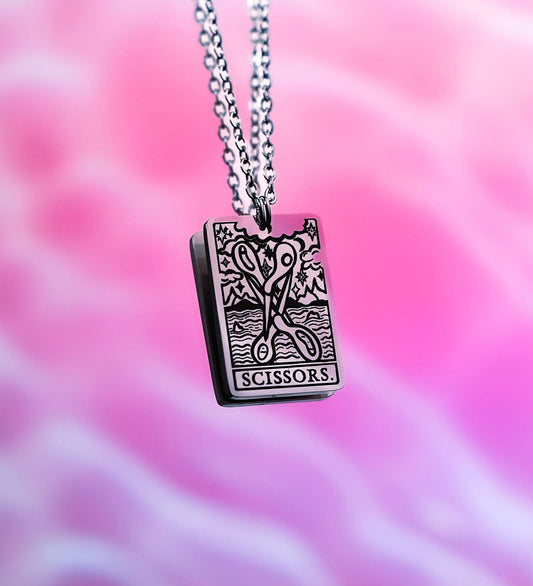 The Scissors Tarot Card Stainless Steel Necklace Leftbians