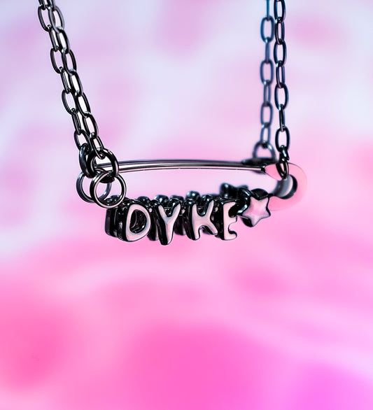 Dyke safety pin necklace, 304 stainless steel