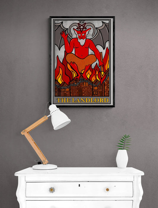 The landlord, The Devil inspired tarot card art print Leftbians