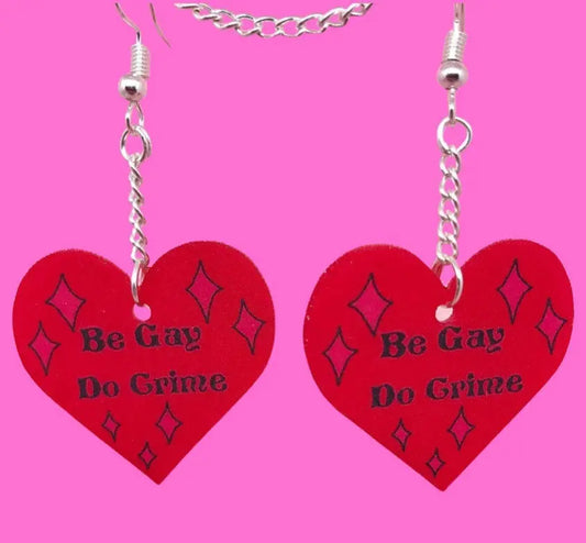 Be Gay Do crime earrings love heart earrings Leftbians