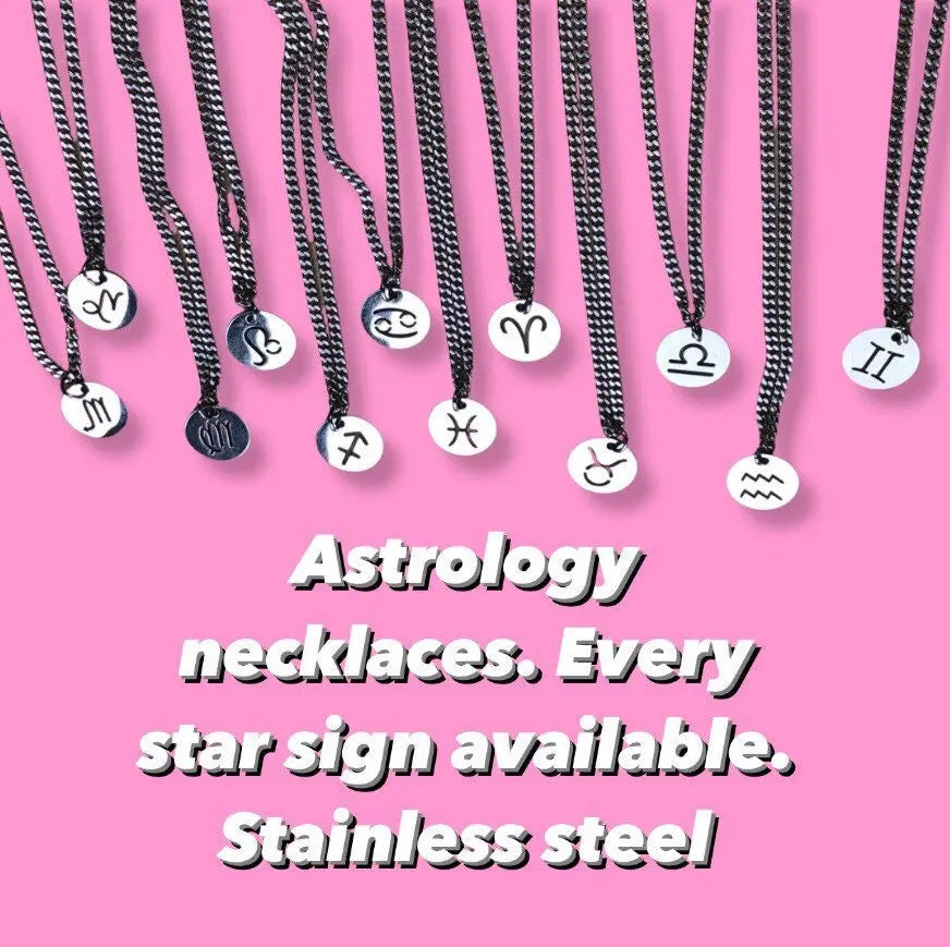 Zodiac Star Sign necklace, 100% stainless steel Leftbians