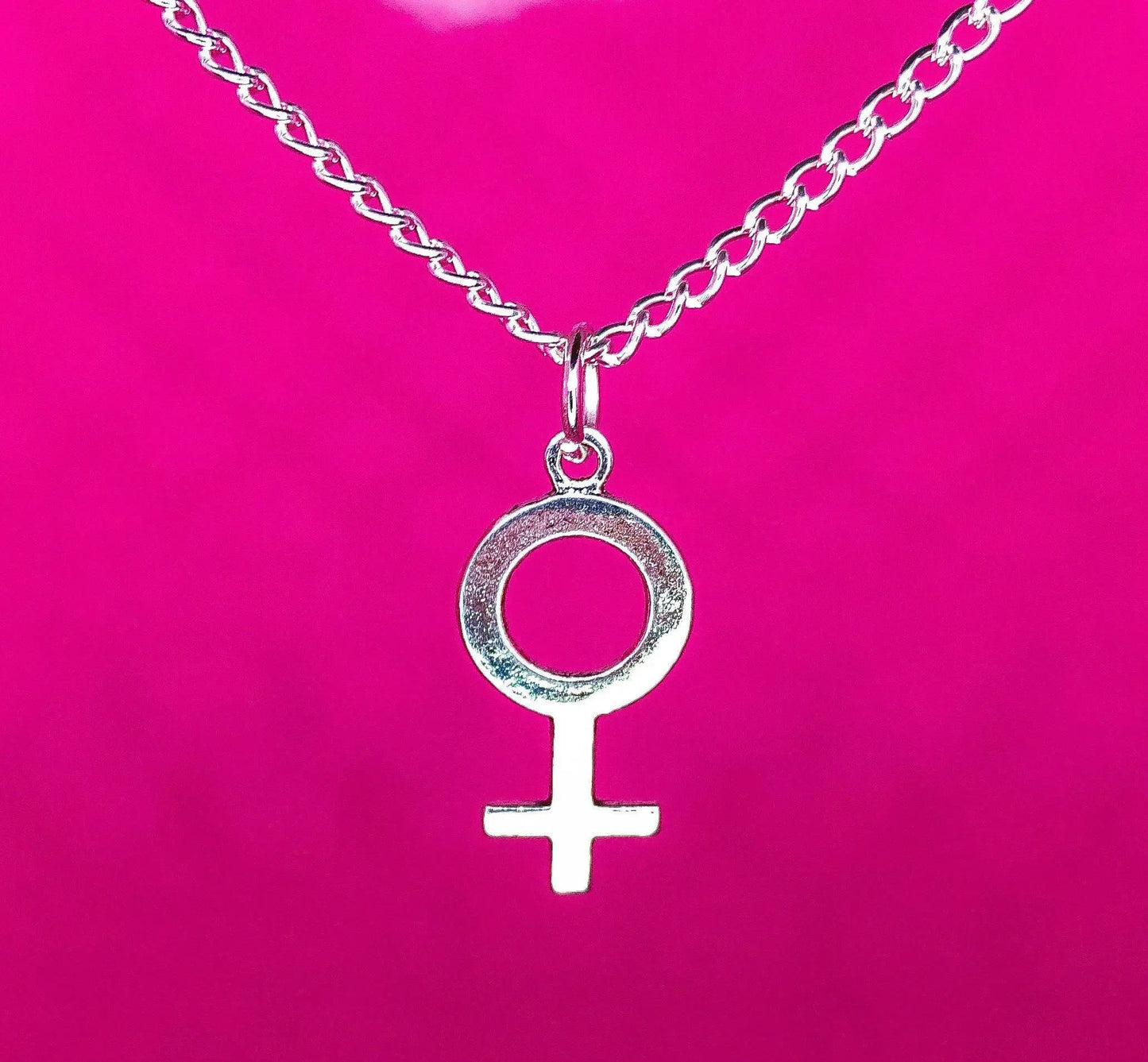 Silver Venus symbol necklace Leftbians
