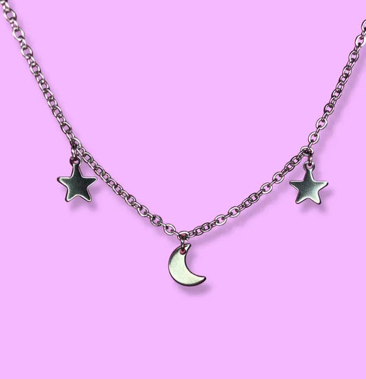 Moon and Stars charm necklace. Leftbians
