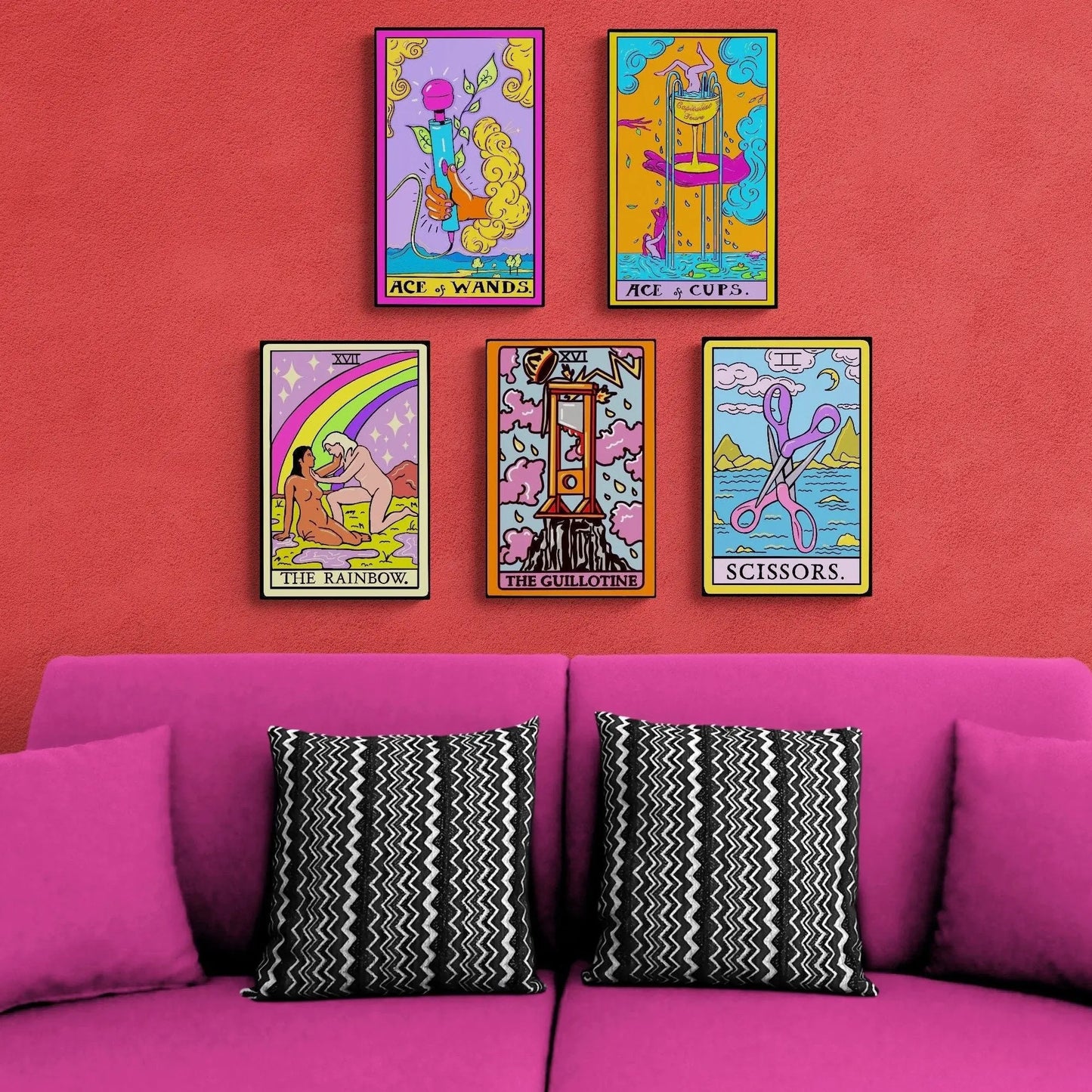 The rainbow, tarot card sapphic lesbian wall art Leftbians