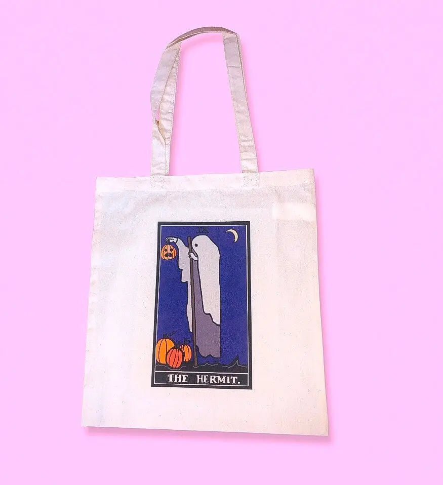The Hermit tarot card beige tote bag Leftbians