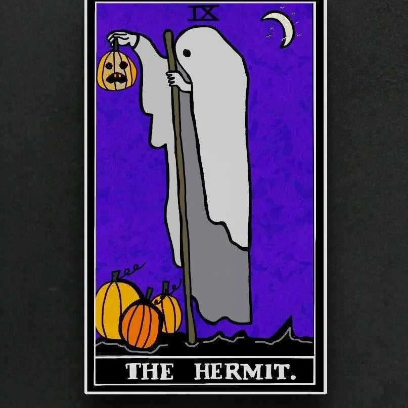 The Hermit tarot card beige tote bag Leftbians