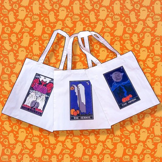 The Hermit tarot card beige tote bag Leftbians