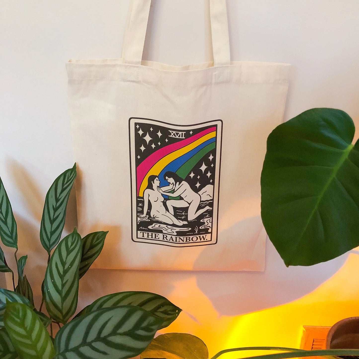 'The Rainbow' tarot card Tote bag in Beige Leftbians