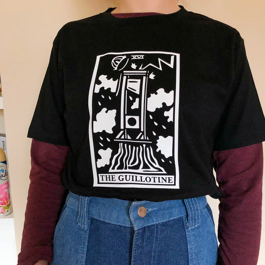The GUILLOTINE, tarot card black T-shirt Leftbians