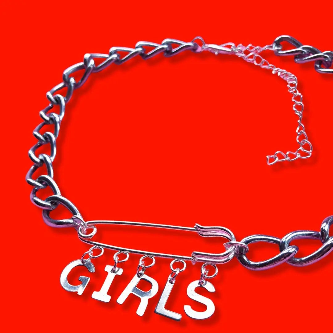 Girls kilt pin chunky chain choker necklace Leftbians
