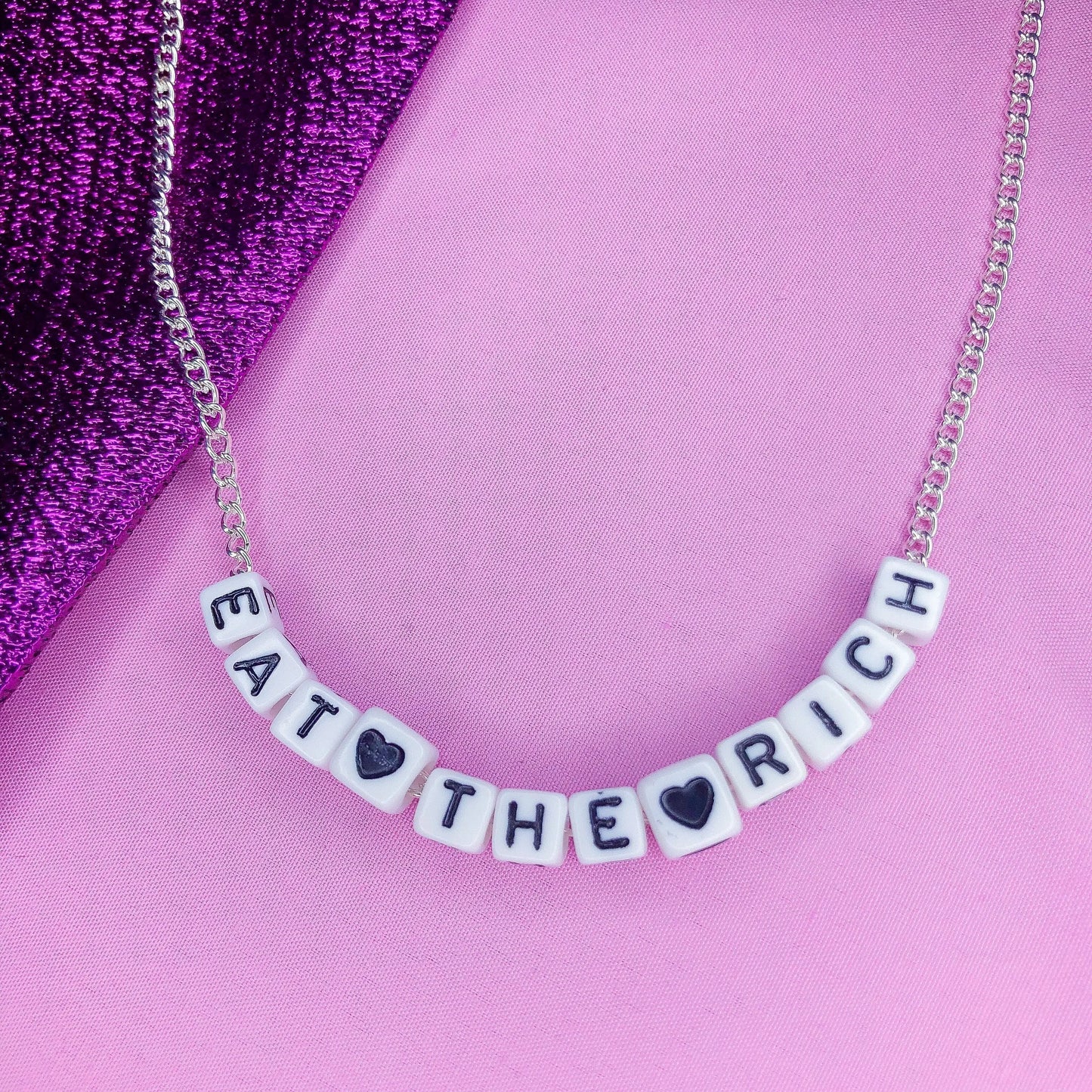 Eat The Rich letter bead necklace Leftbians