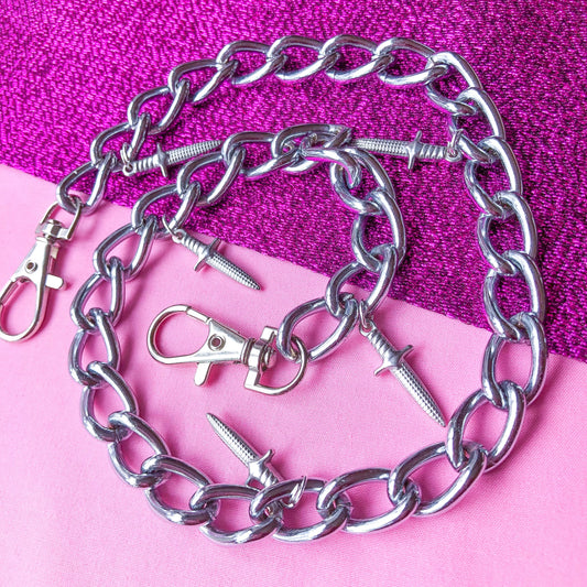 Jean chain with multiple dagger sword charms Leftbians