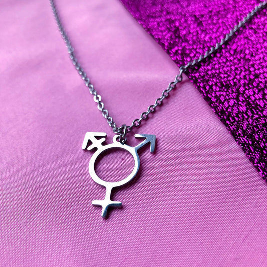 Transgender symbol stainless steel necklace Leftbians