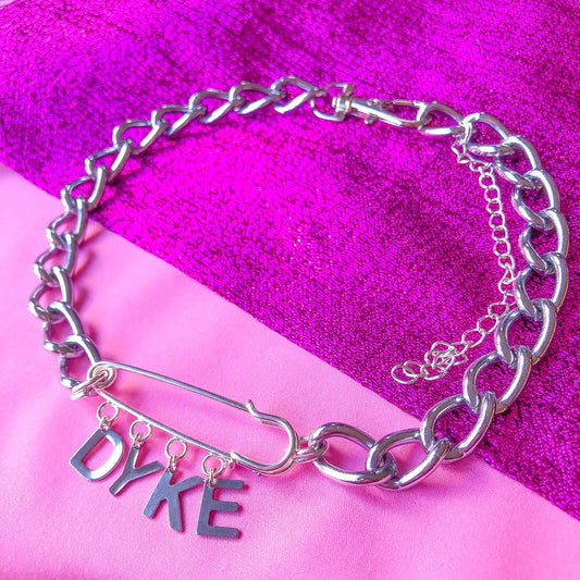 Dyke kilt pin chunky chain choker necklace Leftbians