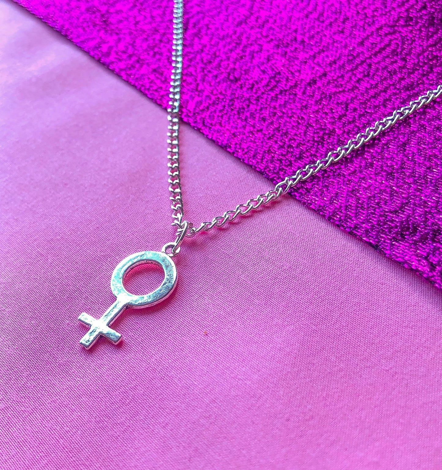 Silver Venus symbol necklace Leftbians