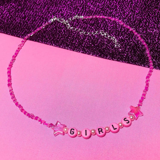 Pink Girls beaded necklace Leftbians