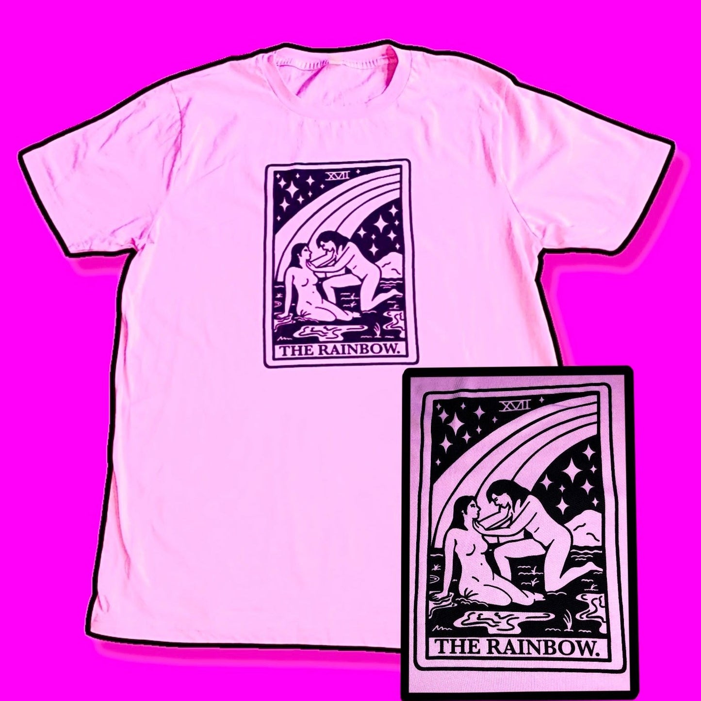 The Rainbow Tarot card Pink T-shirt