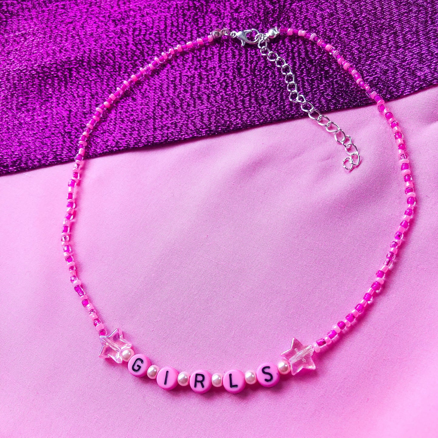 Pink Girls beaded necklace Leftbians